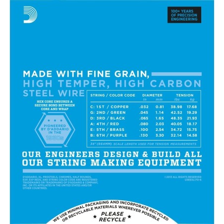 D'Addario EXL170-6 Regular Light 32-130
