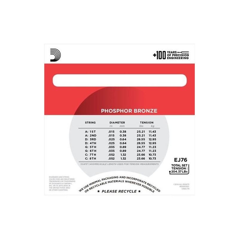 Set Di Corde Per Mandola Romana: Filo Nichel-cromo, Lunghezza Scala 450 Mm, Calibri .016, .026, .032, .060 Pollici