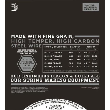 D'Addario ECB81-5 Light 45-132