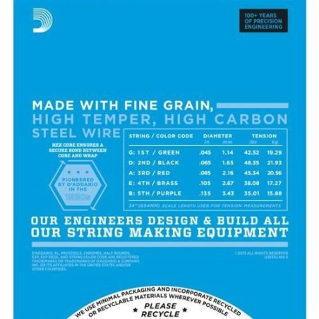 D'Addario EXL165-5 Long 45-135