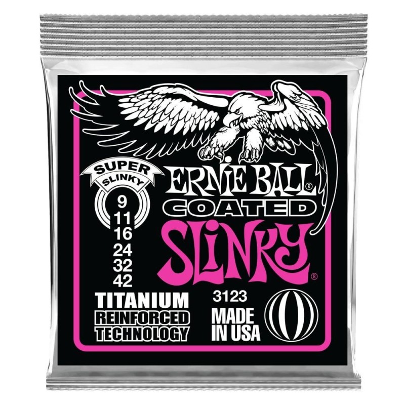 Ernie Ball 3123 Coated Titanium Super Slinky 09-42