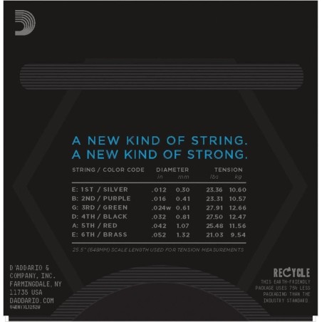 D'Addario NYXL1252W Light Wound 3rd 12-52