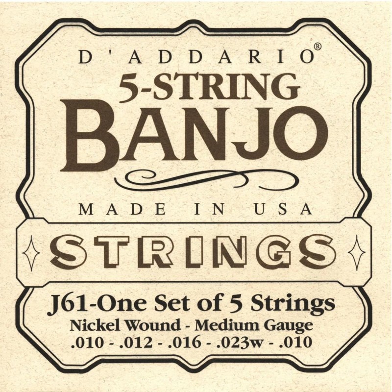 D'Addario J61 5 String Banjo Medium 10-23