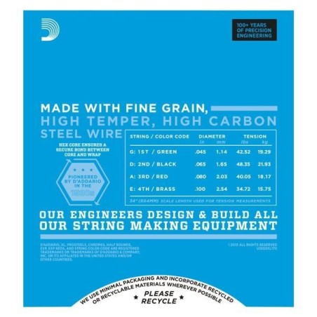 D'Addario ESXL170 Double Ball Light 45-100