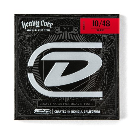 5 Confezioni Di Corde Dunlop DHCN1048 Heavy Core Nickel Plated Steel 10-48 Per Chitarra Elettrica