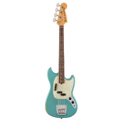 Fender JMJ Road Worn Mustang Bass Faded Daphne Blue Con Gig Bag Deluxe