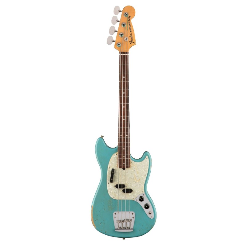 Fender JMJ Road Worn Mustang Bass Faded Daphne Blue Con Gig Bag Deluxe
