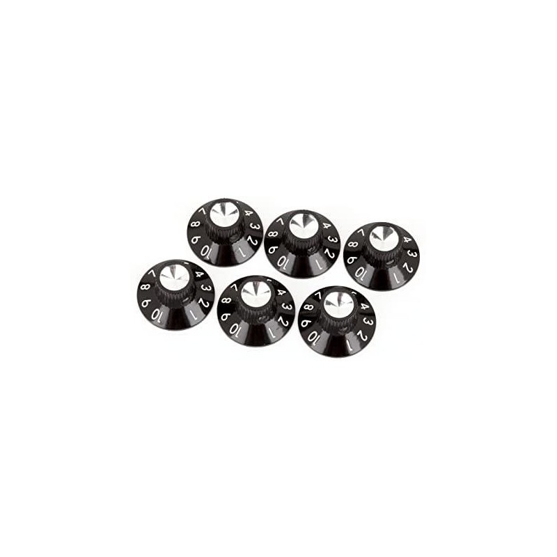 Fender Pure Vintage Black/Silver Skirted Amplifier Knobs (6)