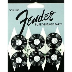 Fender Pure Vintage Black/Silver Skirted Amplifier Knobs (6)