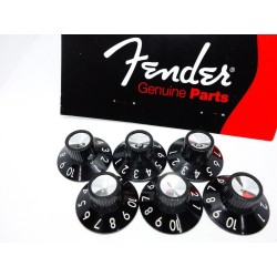 Fender Pure Vintage Black/Silver Skirted Amplifier Knobs (6)