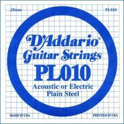 D'Addario PL010 .010 Plain Steel