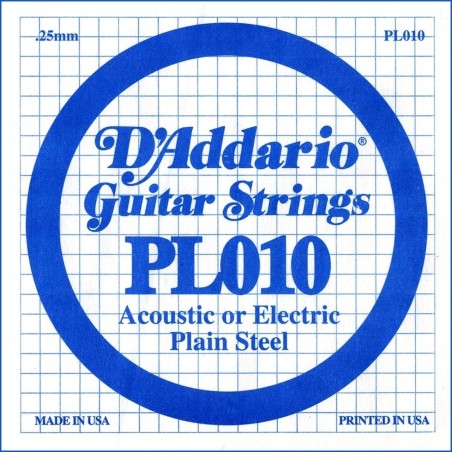 D'Addario PL010 .010 Plain Steel