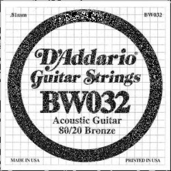 D'Addario BW032 .032 80/20 Bronze Wound