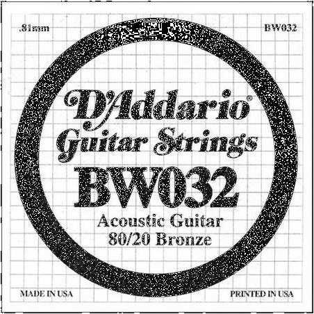 D'Addario BW032 .032 80/20 Bronze Wound