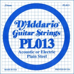 D'Addario PL013 .013 Plain Steel