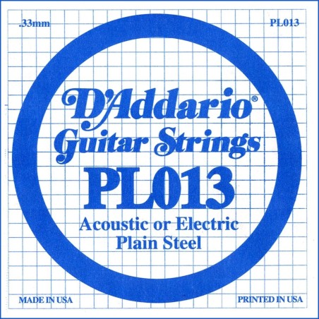 D'Addario PL013 .013 Plain Steel