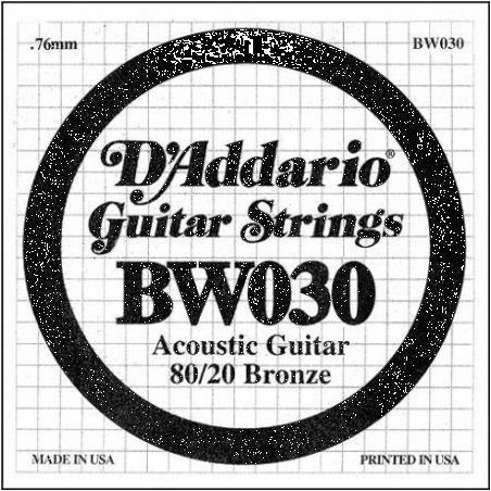 D'Addario BW030 .030 80/20 Bronze Wound