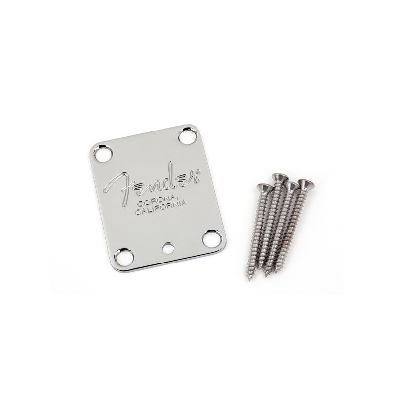 Fender 4-Bolt American Series Guitar Neck Plate with "Fender Corona" Stamp