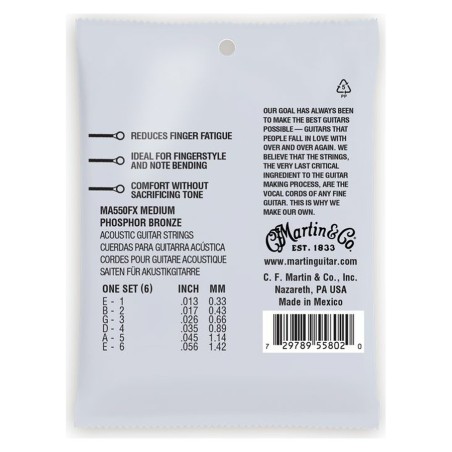 Martin MA550FX Phosphor Bronze Authentic Acoustic Flexible Core Medium