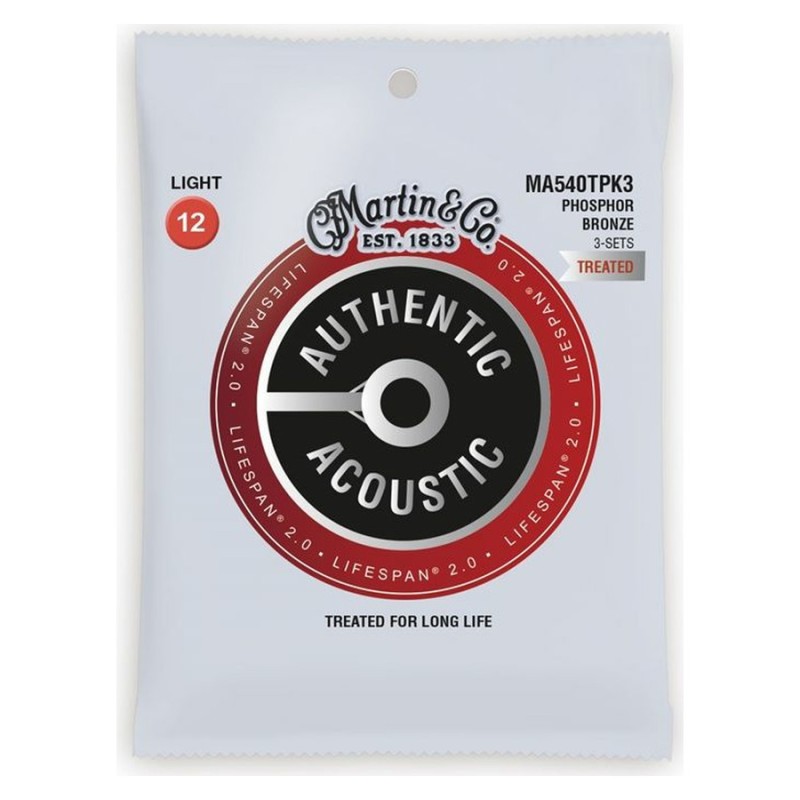 Martin MA540TPK3 Authentic Acoustic Lifespan 2.0 Treated Light 3 Pack