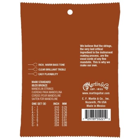 Martin M400 Mandolin Strings Standard