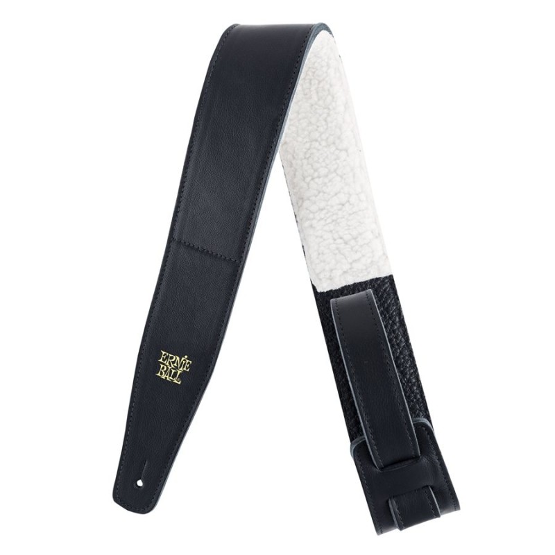 Ernie Ball 4137 2.5" Adjustable Italian Leather Strap with Fur Padding Black