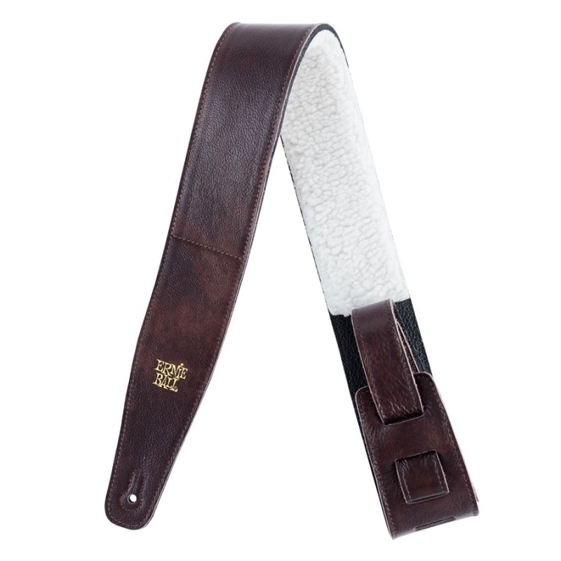 Ernie Ball 4138 2.5" Adjustable Italian Leather Strap With Fur Padding Chestnut