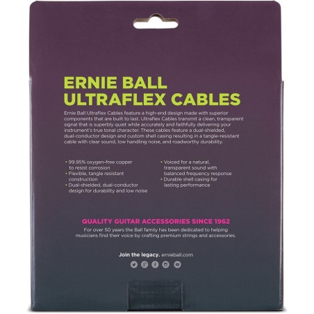 Ernie Ball 6045 30' Coiled Straight/Angle Instrument Cable White