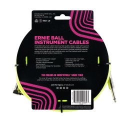 Ernie Ball 6085 18' Braided Straight/Angle Instrument Cable Neon Yellow