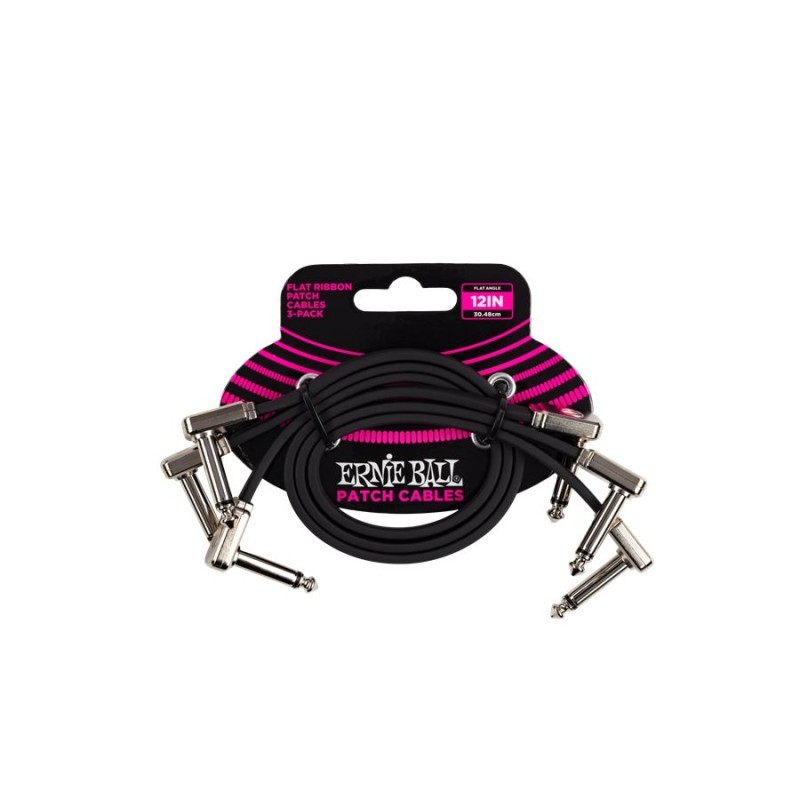 Ernie Ball 6222 12" Flat Ribbon Patch Cable 3-Pack