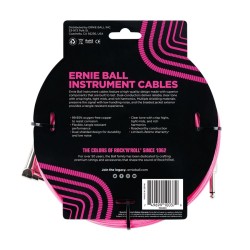 Ernie Ball 6083 18' Braided Straight/Angle Instrument Cable Neon Pink