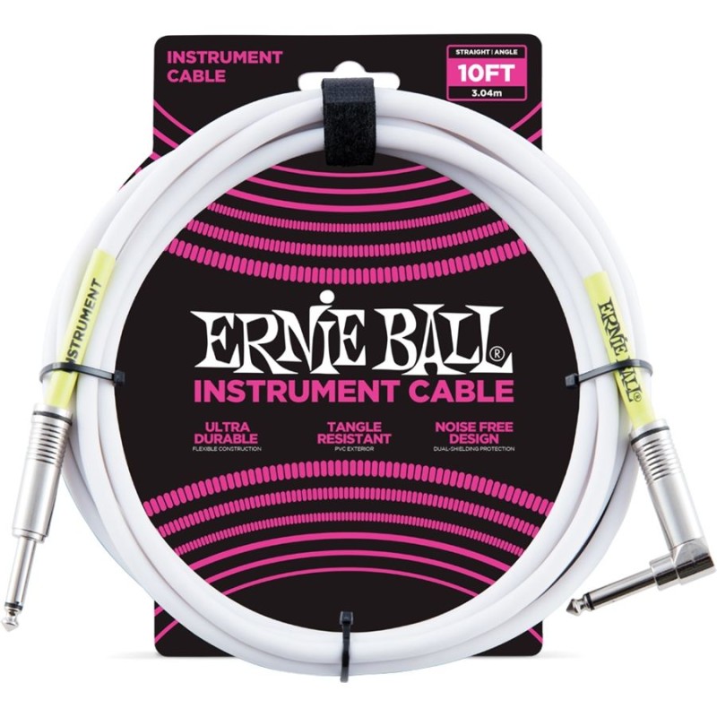 Ernie Ball 6049 10' Straight/Angle Instrument Cable White