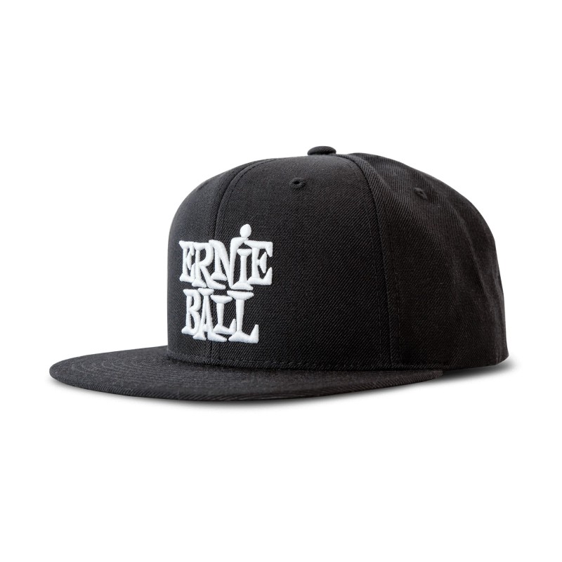 Ernie Ball 4154 Black with White Stacked Logo Hat