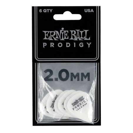 Ernie Ball 9202 2.0mm White Standard Prodigy Picks 6-Pack