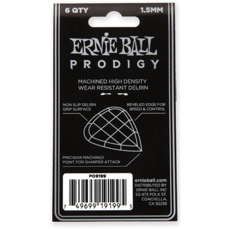 Ernie Ball 9199 1.5mm Black Standard Prodigy Picks 6-Pack