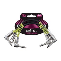 Ernie Ball 6050 6" Angle/Angle Patch Cable 3-Pack Black