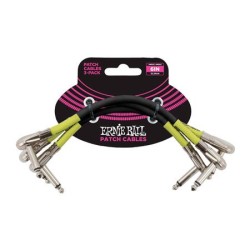 Ernie Ball 6059 6" Flat Angle/Flat Angle Patch Cable 3-Pack Black