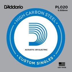 D'Addario PL020 .020 Plain Steel