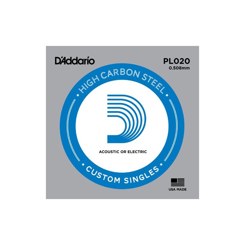 D'Addario PL020 .020 Plain Steel