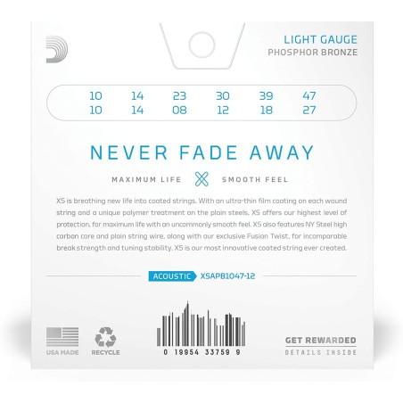 D'Addario XSAPB1047-12 Light 10-47