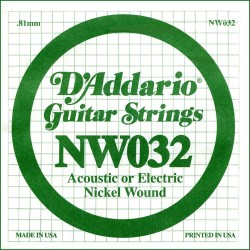 D'Addario NW032 .032 XL Nickel Wound