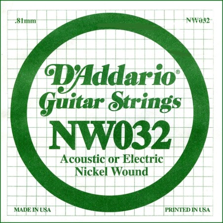 D'Addario NW032 .032 XL Nickel Wound