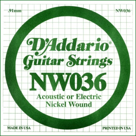D'Addario NW036 .036 XL Nickel Wound