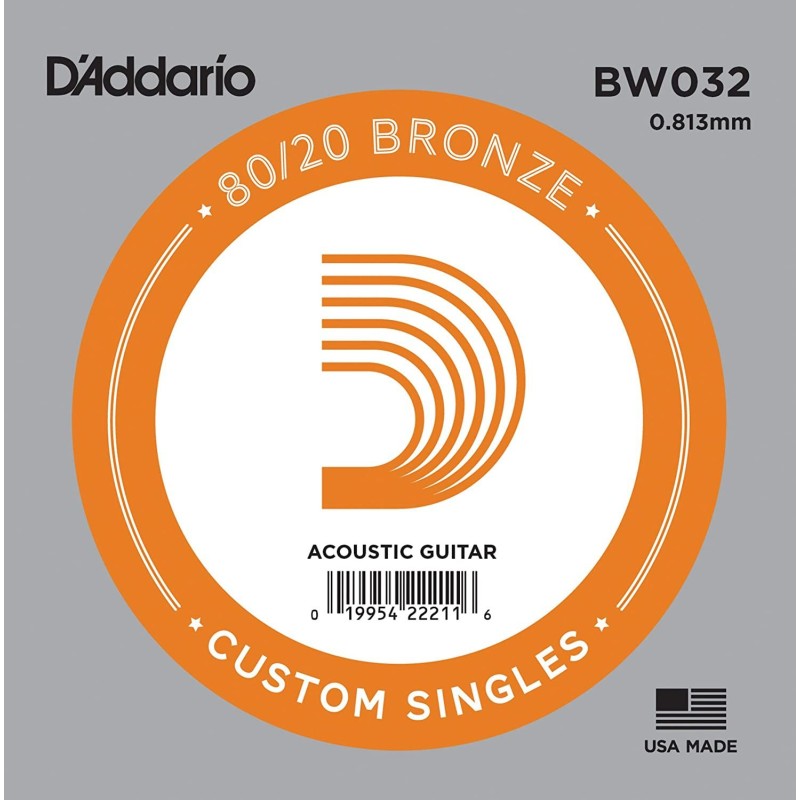 D'Addario BW032 .032 80/20 Bronze Wound