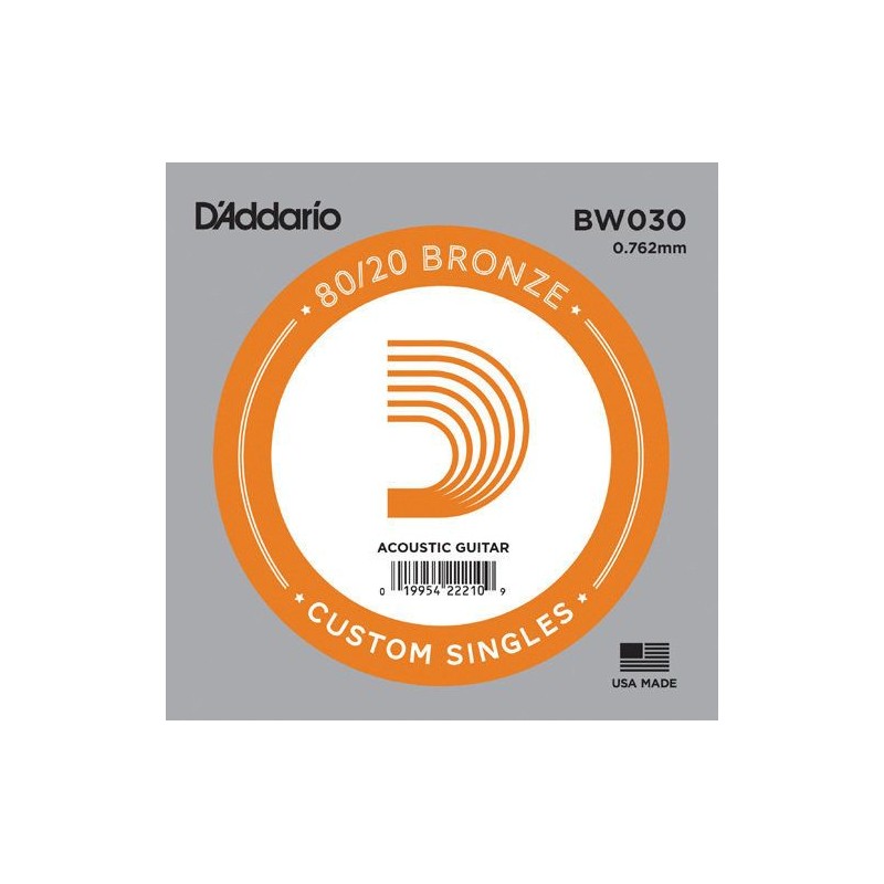 D'Addario BW030 .030 80/20 Bronze Wound