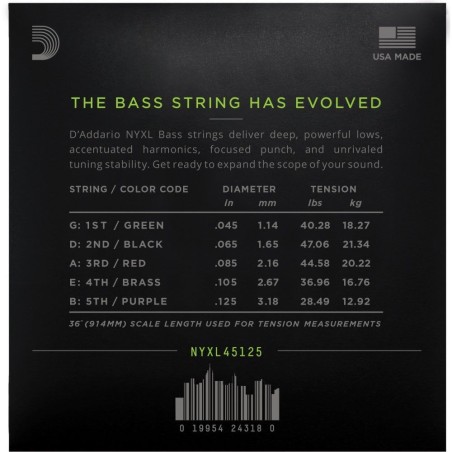 D'Addario NYXL45125 Long 45-125