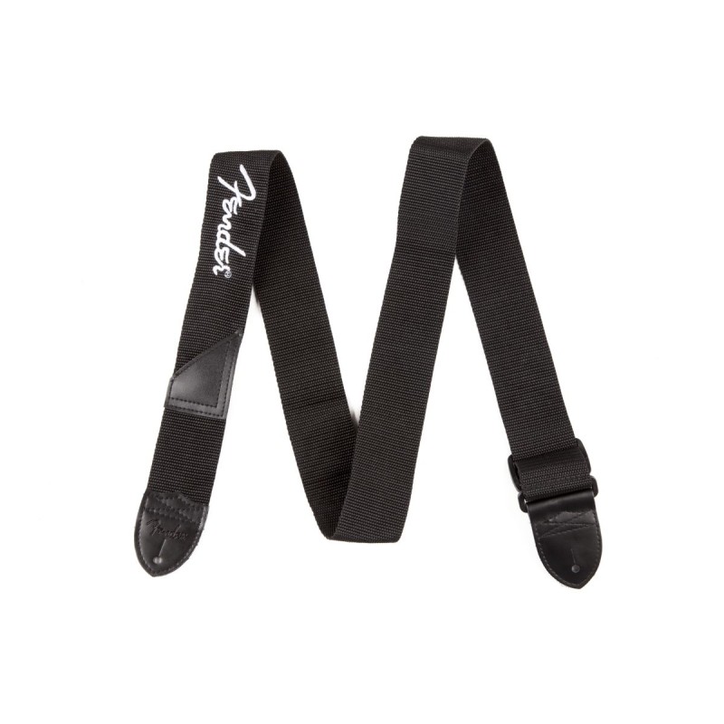 Fender 2" Black Poly Strap w/ White Fender Logo