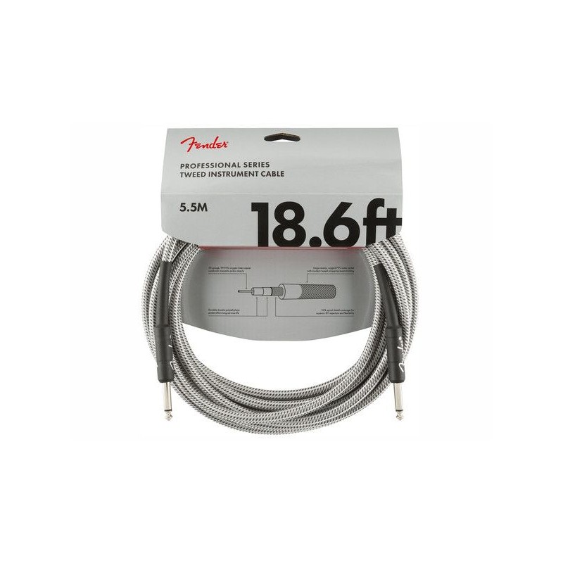 Fender Professional Series Instrument Cable, 18.6', White Tweed