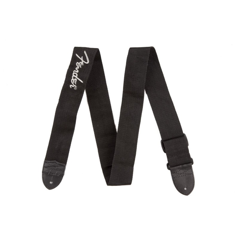 Fender 2" Black Poly Strap w/ Grey Fender Logo