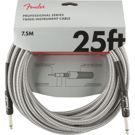 Fender Professional Series Instrument Cable, 25', White Tweed